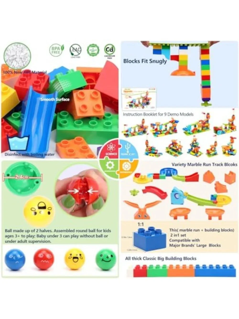 130-Piece Marble Run Set - STEM Building Toy for Kids, Fun Educational Activity